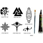Airbrush Tattoo Aztek ve Maori 6 Adet Şablon ve Hint Kınası Geçici Dövme Seti