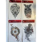 Airbrush Tattoo Büyük Boy Yapıştırma Dövme Geçici Dövme Seti 4 Adet Birden Model 11