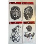 Airbrush Tattoo Büyük Boy Yapıştırma Dövme Geçici Dövme Seti 4 Adet Birden Model 1