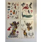 Airbrush Tattoo Büyük Boy Yapıştırma Dövme Geçici Dövme Seti 4 Adet Birden Model 34