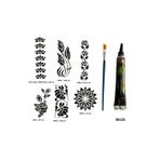 Airbrush Tattoo Çiçek Desenleri Siyah Hint Kınası Hediyeli Geçici Dövme Yapma Seti