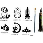 Airbrush Tattoo Çocuksu Desenler 6 Adet Şablon ve Hint Kınası Geçici Dövme Seti