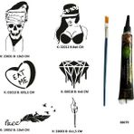 Airbrush Tattoo Davetkar Modeller Tüp Kına Ve Fırça Li Tattoo Geçici Dövme Seti