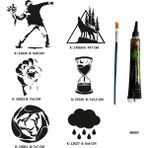Airbrush Tattoo Dik Duruş Tüp Kına Ve Fırça Li Tattoo Geçici Dövme Seti