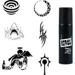 Airbrush Tattoo Efkar Ve Şerit Spray Tattoo Geçici Dövme Seti Dark Siyah Sprey
