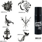 Airbrush Tattoo Gül ve Kılıç Spray Tattoo Geçici Dövme Yapma Seti Sprey Dövme Kiti