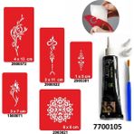 Airbrush Tattoo Hint Kınası ve Şablonla Geçici Dövme Yapma Seti Set 9 - 000-Siyah