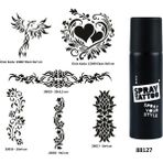 Airbrush Tattoo Kadın Bel Kol Sembolleri Spray Tattoo Geçici Dövme Yapma Seti Dark Siyah