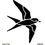Airbrush Tattoo Kara Kuş Yapışkanlı Stencil Süsleme ve Boyama Kalıbı
