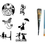Airbrush Tattoo Kedi Cadı Hint Kınasıyla Geçici Dövme Yapma Seti