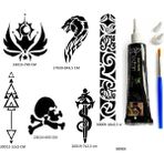 Airbrush Tattoo Kol Şerit 6 Adet Şablon ve Hint Kınası Geçici Dövme Seti