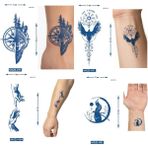 Airbrush Tattoo Küçük Boy 4 Adet Birden Yarı Kalıcı Geçici Dövme 1 Ay Kalıcı Dövmeler Set16
