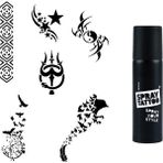 Airbrush Tattoo Kuş Ve Kol Spray Tattoo Geçici Dövme Seti Dark Siyah Sprey
