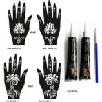 Airbrush Tattoo Lotus Desenler El Üstü Hint Kınasıyla Geçici Dövme Yapma Seti Siyah Renk