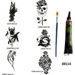 Airbrush Tattoo Para ve Yaşam Geçici Dövme Yapma Seti Siyah Kına ve Fırça Hediyeli