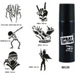 Airbrush Tattoo Rock Ve Müzik Sembolleri Spray Tattoo Geçici Dövme Yapma Seti Dark Siyah