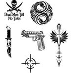 Airbrush Tattoo Savaş ve Dragon 6 Adet Stencil Dövme Kalıbı Spreysiz Sadece Şablon