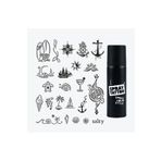 Airbrush Tattoo Sea Vibes City Pack Spray Tattoo Geçici Dövme Seti 23 Desen 1 Siyah Sprey