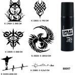 Airbrush Tattoo Vahşi Modeler Spray Tattoo Geçici Dövme Seti Dark Siyah Sprey