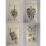 Airbrush Tattoo Yıldız Kılıç 3 Hafta Kalıcı 4 Adet Birden Yapıştırma Geçici Dövme Yarı Kalıcı Dövmeler - Desenli