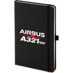 Airbus A321 Neo Not Defteri 13X21 cm Pilot - Havacı - Uçak Tutkunu Hediye - Siyah - Çizgili