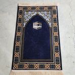 Airenk Oturma Odası Yatak Odası Kilim Kristal Kadife Baskılı Seccade Yumuşak Rahat Kumaş Kalınlaşmış Halı (Yurt Dışından) - Lacivert