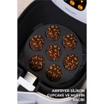 Airfryer Ustası Pişirme Seti Silikon Muffin Cupcake Pişirme Kabı Kalıbı Kağıdı - Siyah - Gümüş