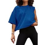 Airmood Büyük beden Workout Crop T-Shirt Tops büyük beden gündelik Basic Loose Fitted Tees tişörtler, Mavi, L