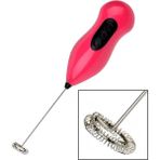 Airobazar Mini Pilli Süt Köpürtücü & El Mikseri, Kahve, Cappuccino ve Yumurta Çırpıcı Telli Blender - Pembe