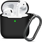 Airpods 1. Nesil / 2. Nesil Uyumlu Kılıf Silikon Kapak Arka Koruma Kabı Koruyucu Kılıf - Siyah - Airpod Nesil 1/2