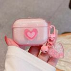 Airpods 2.Nesil Uyumlu Simli Pembe Kalp Tasarımlı Love Kılıf