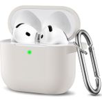 Airpods 4 Kılıf Silikon Kulaklık Koruyucu Yumuşak Kılıf - Krem