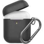 AirPods Kılıf Koruyucu Case Silikon Paslanmaz Kemer Klips PT06-F - Siyah