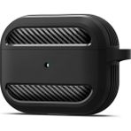 Airpods Pro 1.nesil Için Fiber Karbon Görünümlü Airpods Pro 1 Silikon Kılıf (Siyah)