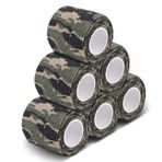 AIRSSON 6 rulo Camo bant kamuflaj formu şal 1.96 '' x 177 '' kendinden yapışkanlı Camo streç bandaj el feneri bisiklet kamera