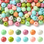 Airssory 200 adet rastgele pastel renkli, opak cam boncuk, 7 mm, yuvarlak cam boncuk, büyük paket, takı yapımı, tespih, el işi için