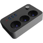 Airstorr FTR_02 Siyah 2 m 3'lü 3-Usb Termal Akım Korumalı Priz