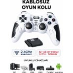 Airstorr Kablosuz Oyun Kolu 2.4ghz – Pc, Ps1, Ps2, Ps3, Tv Box ve Android Uyumlu – Çift Titreşimli Gamepad - Beyaz