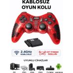 Airstorr Kablosuz Oyun Kolu 2.4ghz – Pc, Ps1, Ps2, Ps3, Tv Box ve Android Uyumlu – Çift Titreşimli Gamepad - Kırmızı