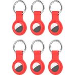 Airtag Anahtarlıklı Silikon Kılıf A010 Darbeye Dayanıklı Kaybolmaya Karşı Tam Koruma Kolay Tak Çıkar Apple Airtag ile Uyumlu Koruyucu Anahtarlık Kırmızı 6'lı Paket