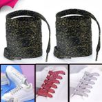 Airyfoot Airyfoot Siyah Altın 120 cm Simli Yassı Bağcık, Bot, Spor, Converse, Günlük Ayakkabı Bağcığı - Siyah - Altın