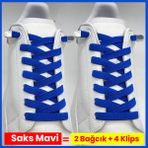 Airyfoot Pratik Kilitli Elastik Ayakkabı Bağcığı 100 cm ( 1 Çift ) - Saks Mavi