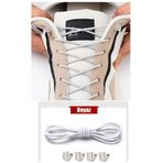 AiryFooT Yuvarlak Lastikli Klipsli Spor Ayakkabı Bağcığı 100 cm ( Beyaz ) 1 Çift