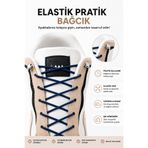 AiryFooT Yuvarlak Lastikli Klipsli Spor Ayakkabı Bağcığı 100 cm ( Lacivert ) 1 Çift