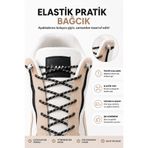 AiryFooT Yuvarlak Lastikli Klipsli Spor Ayakkabı Bağcığı 100 cm ( Siyah Çizgili ) 1 Çift