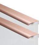 AIRYLI 2'li Paket Görünmez Dolap Kolları Mobilya Kolu Gizli Çekmece Düğmeleri Yuvarlatılmış Köşeler Kapı Kolu Yatak Odası Gardırop Profil Kolu (300 mm, Pembe Altın)