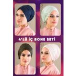 Aişe tesettür 4lü Iç Bone Set-lacivert-su Yeşili-haki-pudra