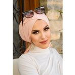 Aişe tesettür Açık Somon Çapraz Bantlı Bone