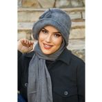 Aişe tesettür Antrasit Aksesuarlı Bucket Şapka - 30401