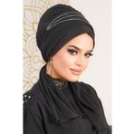 Aişe tesettür Atkılı Abiye Bone-siyah Taşlı 60101